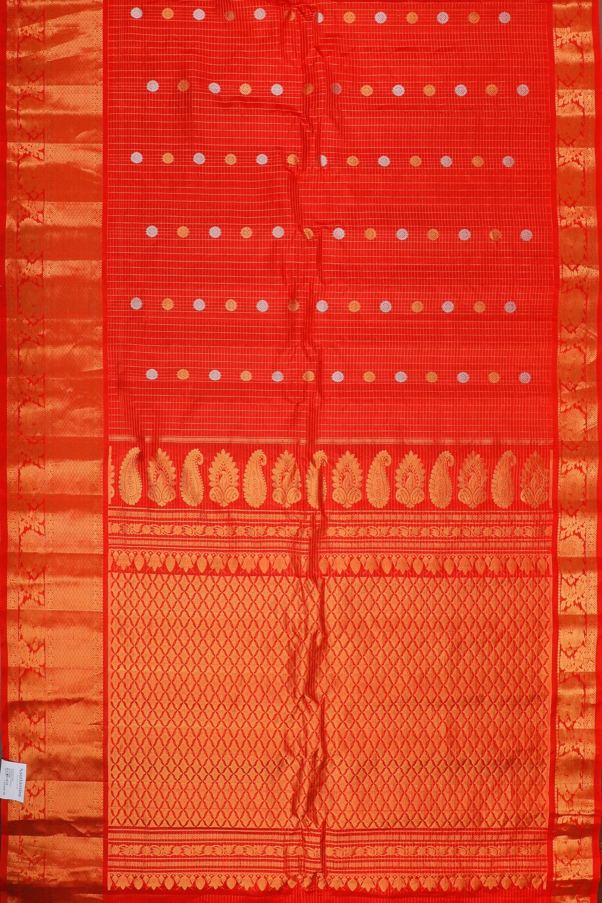 Fresh Orange Handloom Pure Silk Gadwal Saree