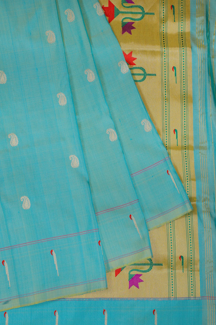 Peacock Green Handlloom Silk by Silk Paithani Saree