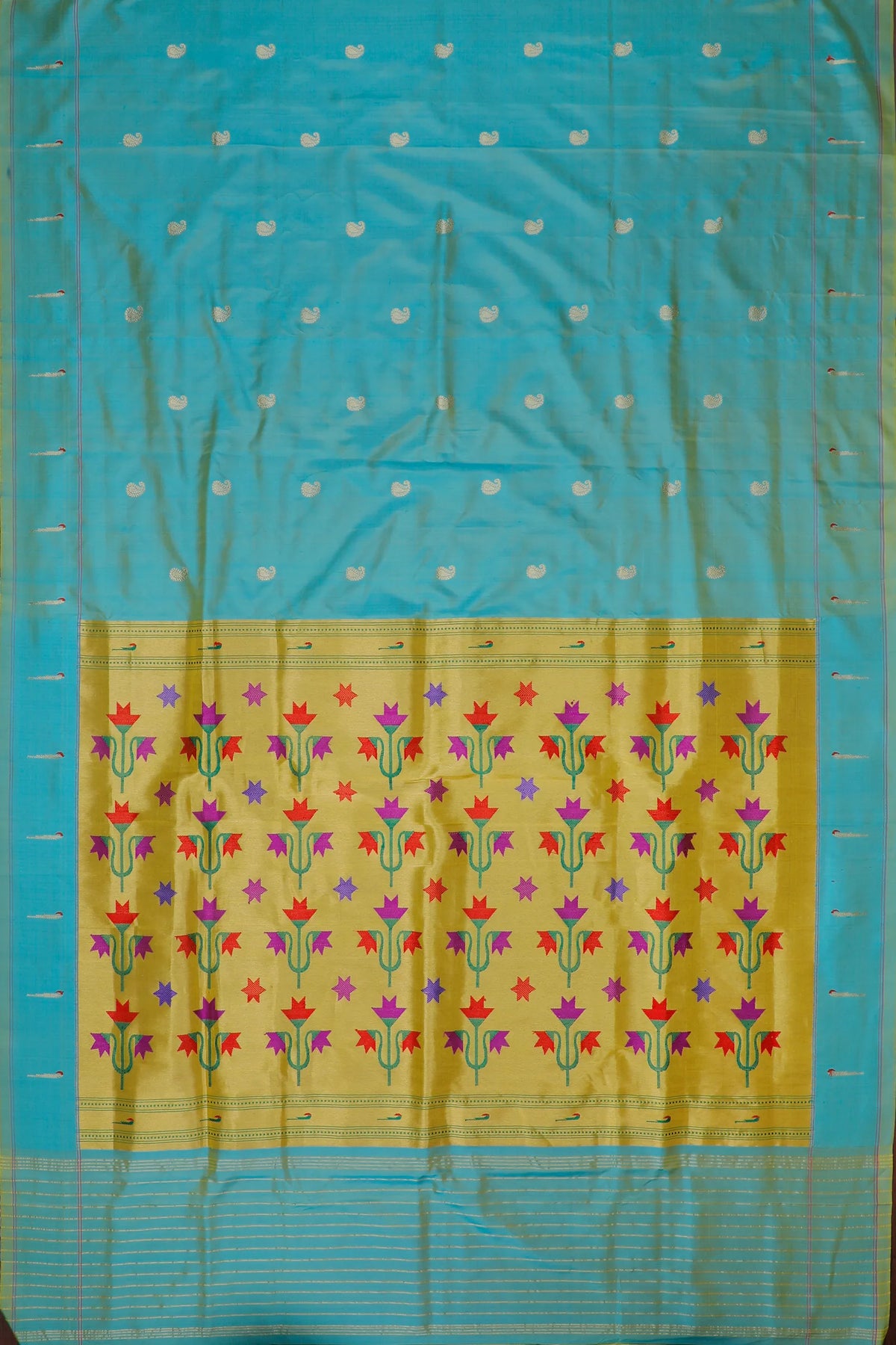 Peacock Green Handlloom Silk by Silk Paithani Saree