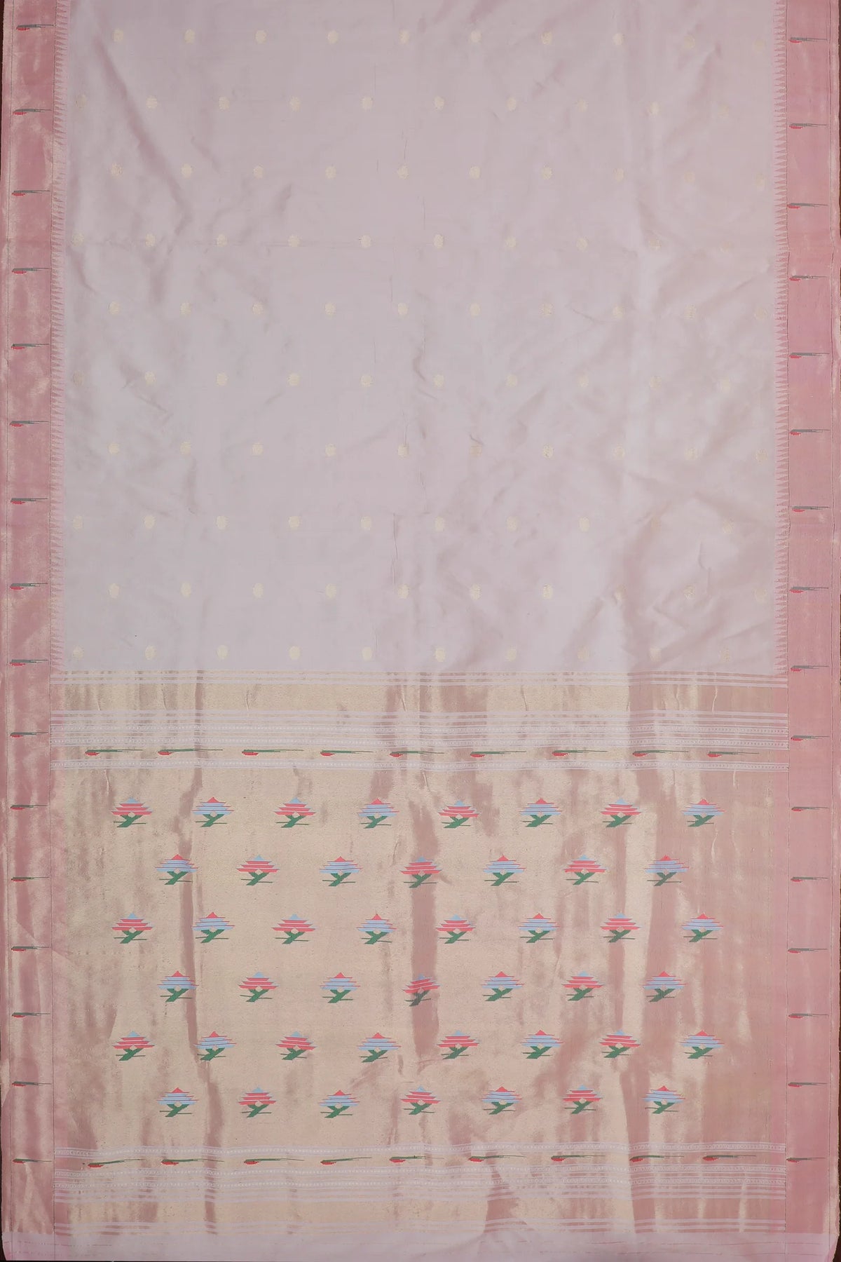 Light Pink Handloom Pure Silk Muniya Paithani Saree