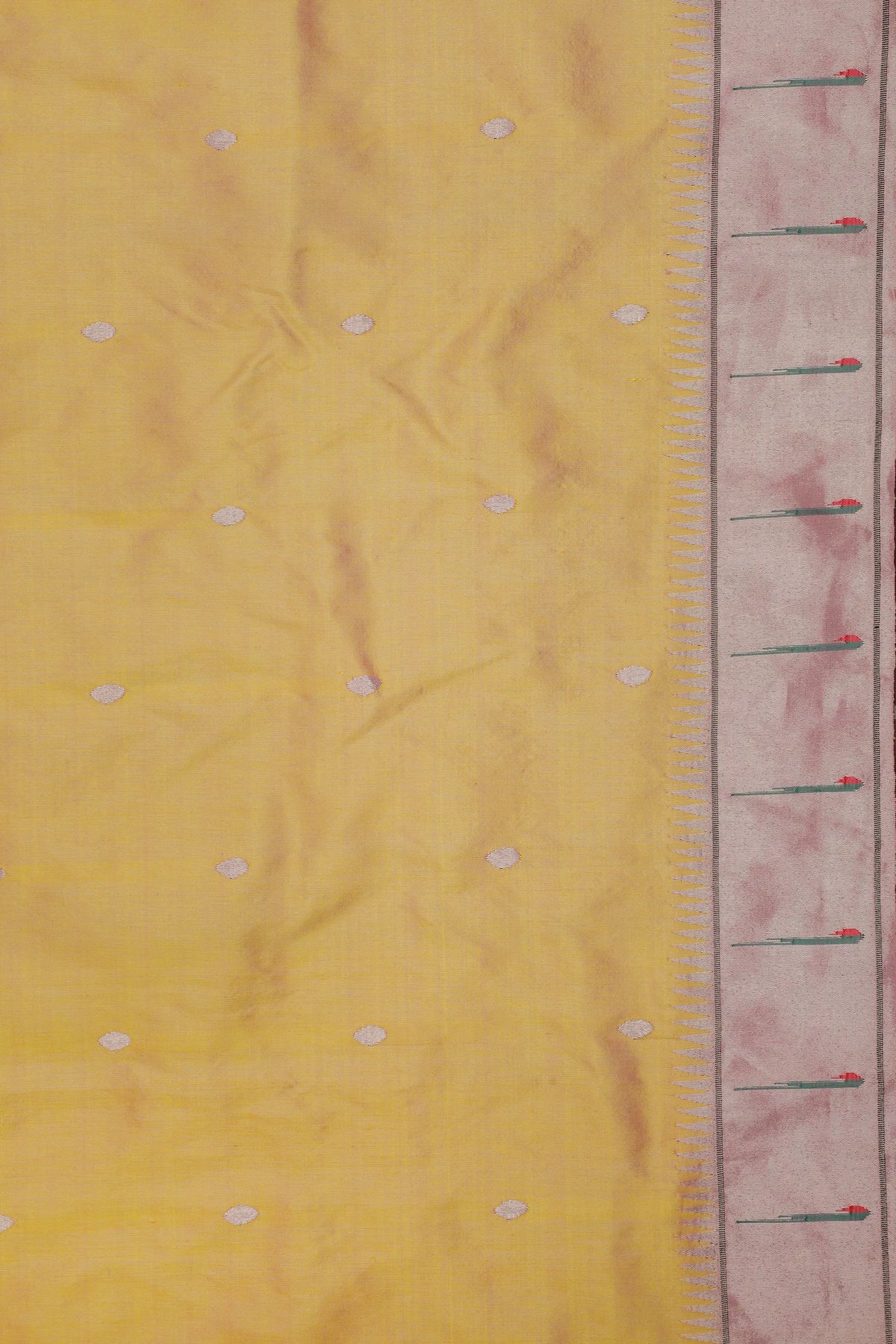 Lemon Yellow Handloom Pure Silk Muniya Paithani Saree