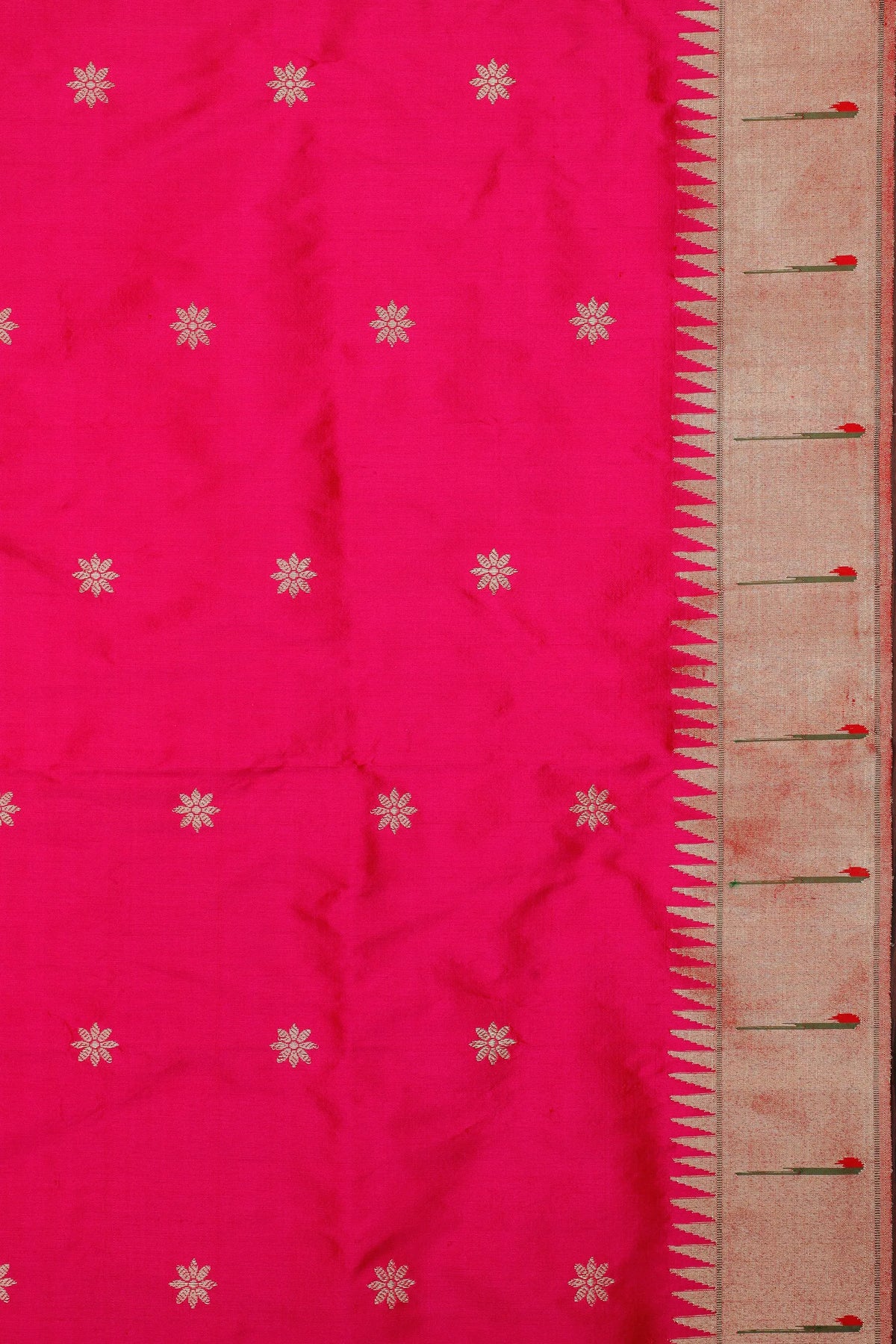 Hot Pink Handloom Pure Silk Muniya Paithani Saree
