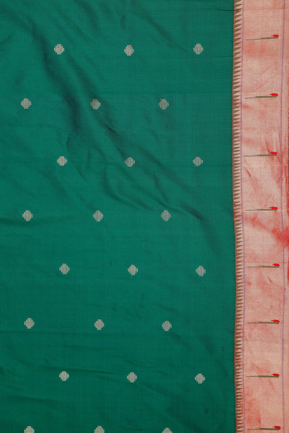 Bottle Green Handloom Pure Silk Muniya Paithani Saree