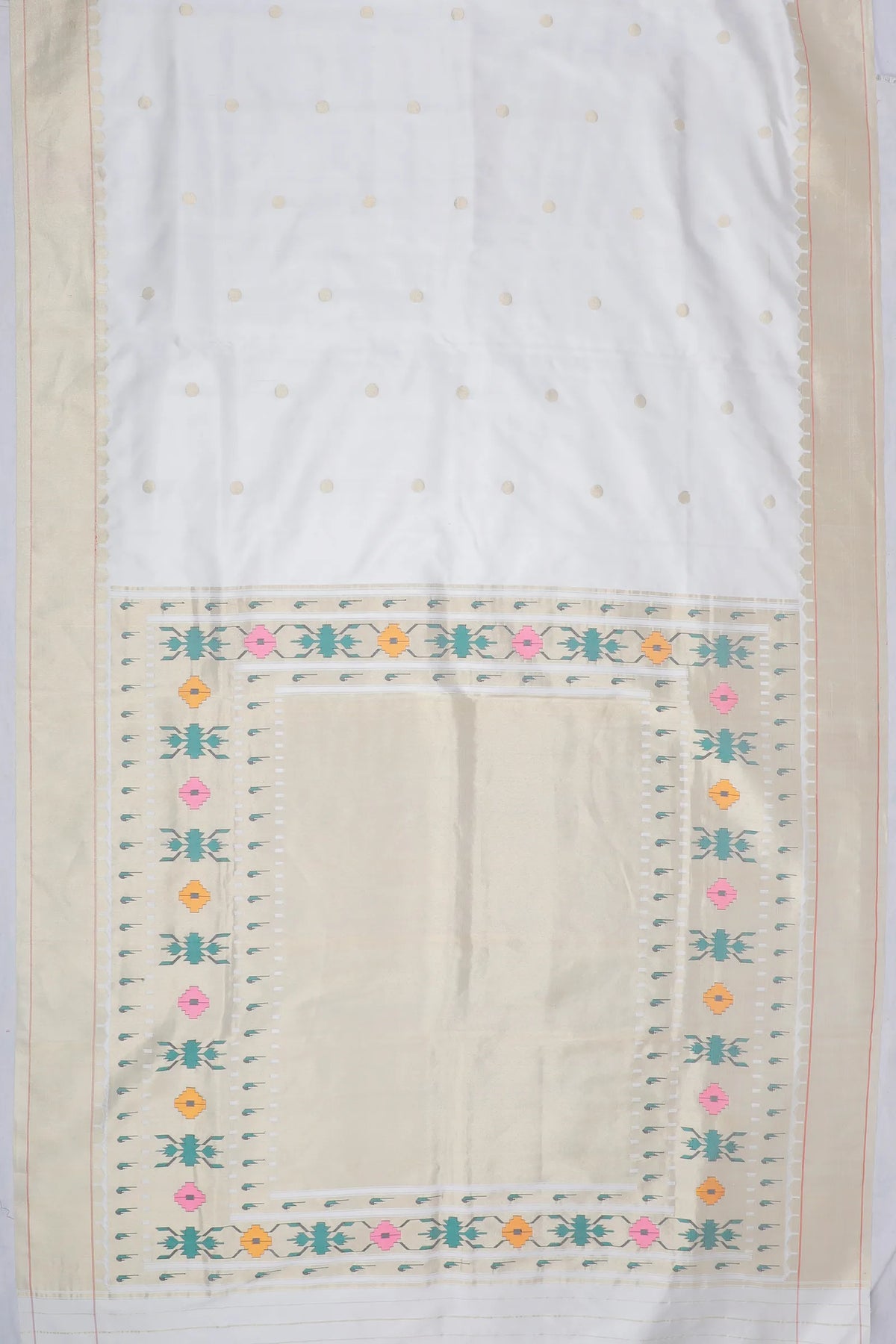 Off White Handloom Pure Silk Paithani Saree